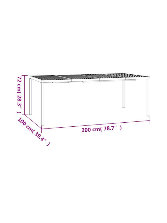 Tisch Stabil Anthracite 200x100x72cm
