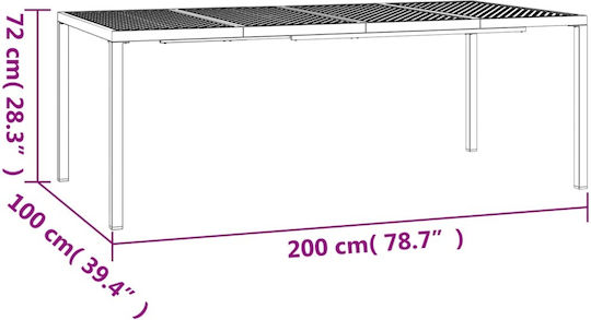 Метално Маса Стабилна Въглени 200x100x72бр