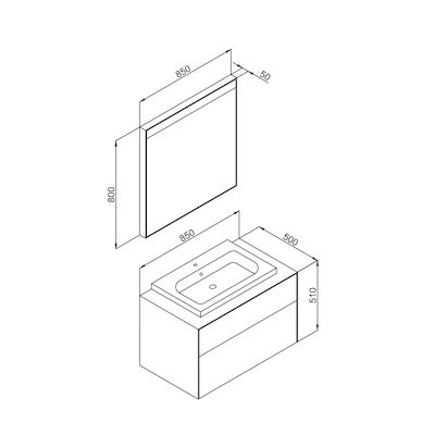 Martin Rodos 85 Bench with sink L85xW50xH51cm White