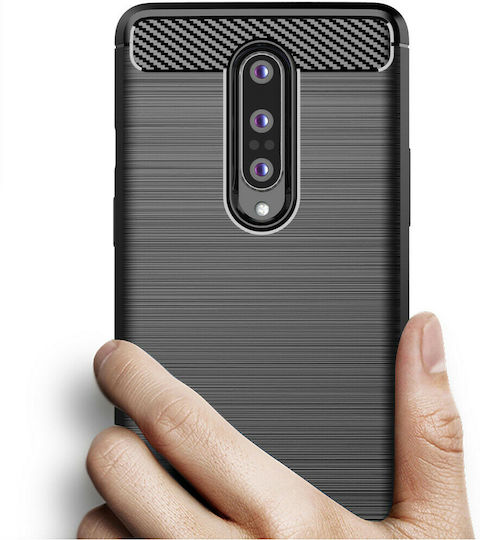 Techsuit Carbon Back Cover Silicon Negru (OnePlus 8)
