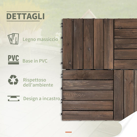 Outsunny Wood Garden Flooring Tile 30x30cm 27 Pieces