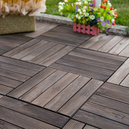 Outsunny Wood Garden Flooring Tile 30x30cm 27 Pieces