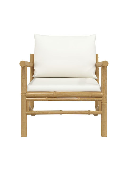 Outdoor-Sessel Bamboo Beige mit Kissen 2Stück 63x75x74εκ.
