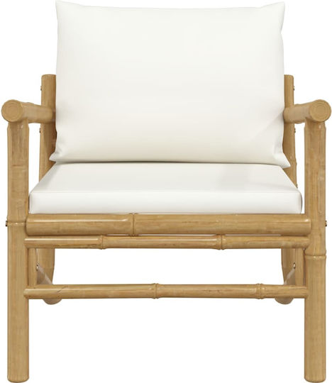 Outdoor Armchair Bamboo Beige with Cushion 2pcs 63x75x74cm