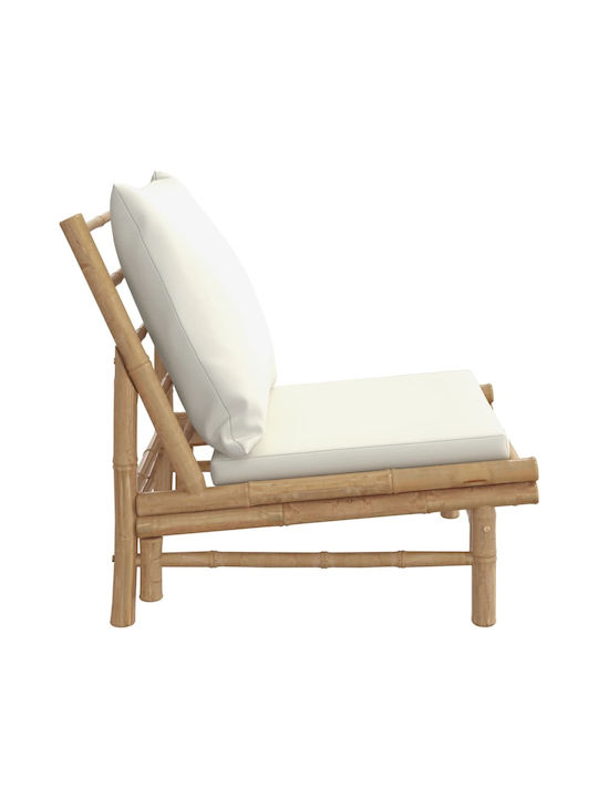 Outdoor Armchair Bamboo Beige with Cushion 2pcs 60x86x73.5cm