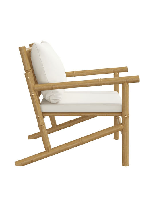 Outdoor-Sessel Bamboo Beige mit Kissen 2Stück 63x75x74εκ.