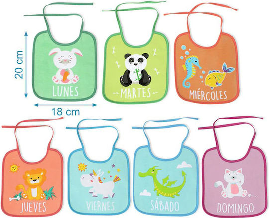 Kiokids Spanish Week Σαλιάρα Υφασμάτινη με Κορδόνι Πολύχρωμη 7τμχ