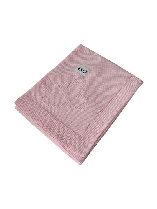 Ekokids Одеяло Детски пелени за пелени Pink Butterfly 100% памук Розов 100x80см.