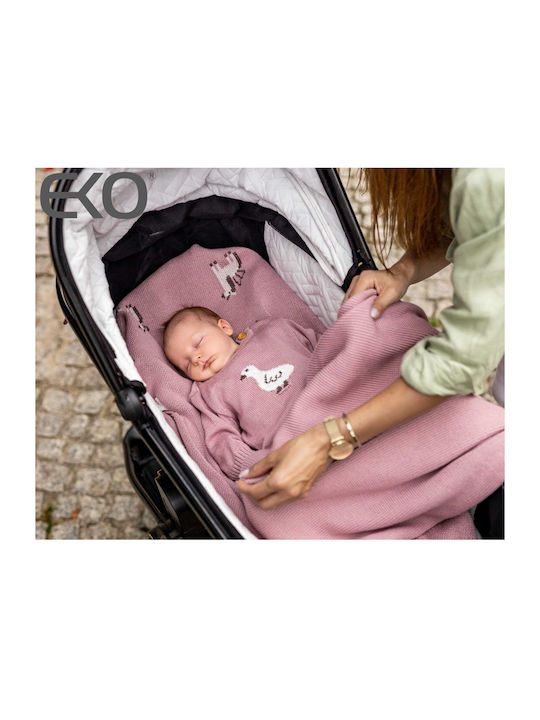 Ekokids Nursery Swaddling Blanket Pink Unicorn 100x80cm