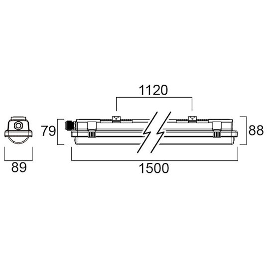 Sylvania Lighting Batten Resisto 1500 Outdoor with LED Lamp 150cm