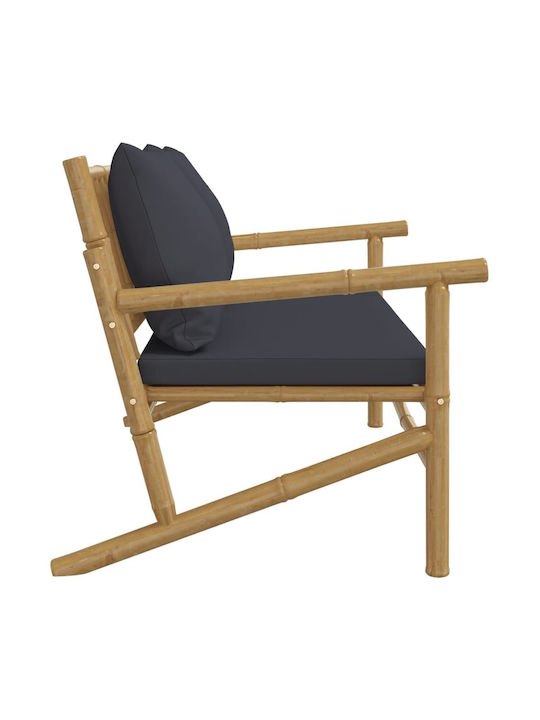 Canapea cu două locuri Exterior Bambus cu Perne 115x75x74cm