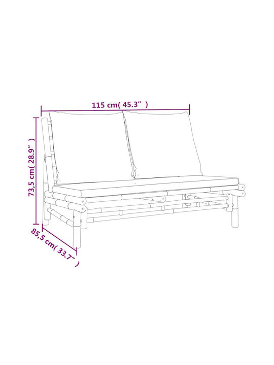Zweisitziges Sofa Außenbereich Bamboo mit Kissen 115x85.5x73.5cm