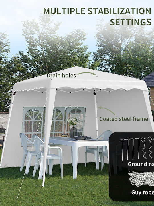 Outsunny Faltbarer Pavillon Garten Weiß 2.4x2.4m