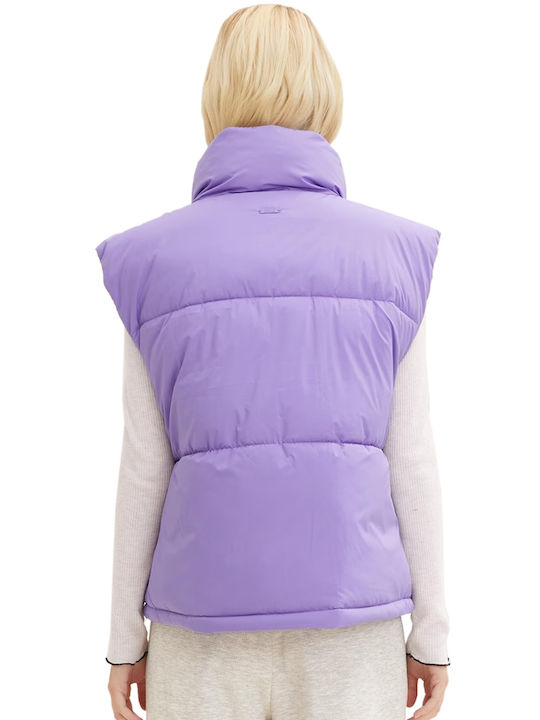 Tom Tailor Women's Short Puffer Jacket for Spring or Autumn Digital Purple