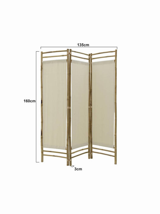 Inart Decorative Room Divider made of Bamboo with 3 Panels 154x160cm