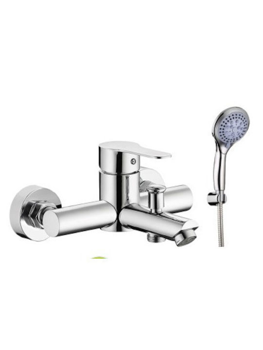 Tema Mixing Bathtub Shower Faucet Complete Set Inox Silver