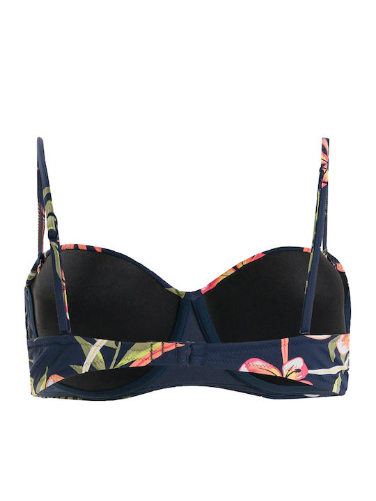 Into The Sun Strapless Bikini Top Floral Navy Μπλε