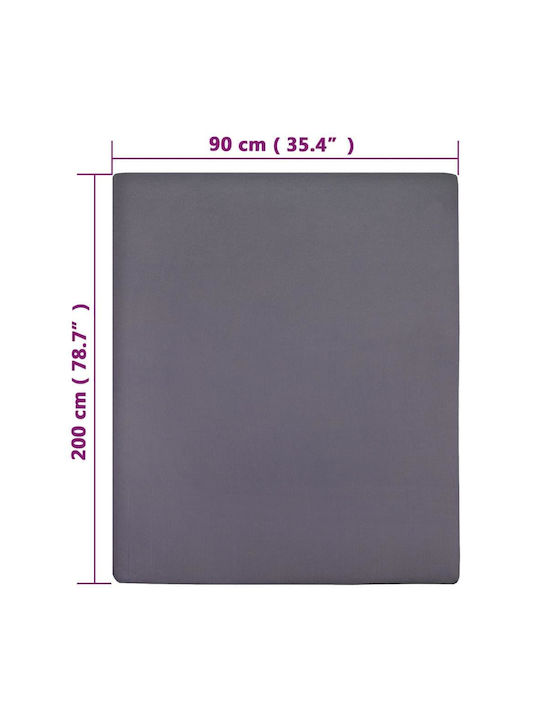 vidaXL Σεντόνι Μονό με Λάστιχο 90x200εκ. Ανθρακί