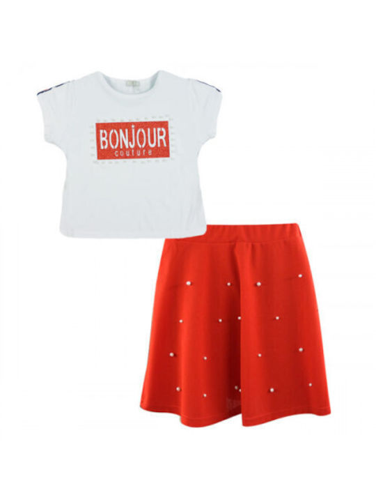 Εβίτα Kids Set with Skirt Summer 2pcs White