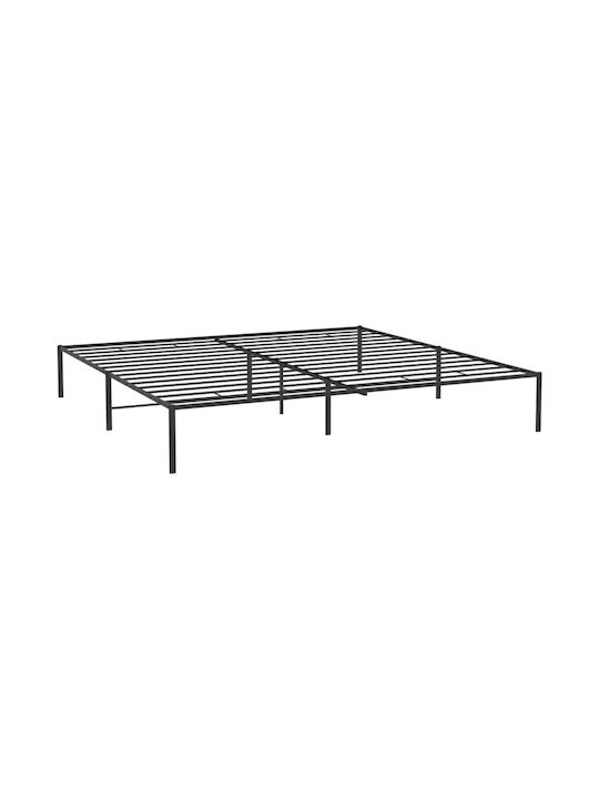 King Size Metallbett Schwarz mit Lattenrost für Matratze 193x203cm