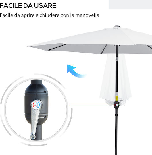 Round Metal White Parasol Φ3xH2.45m