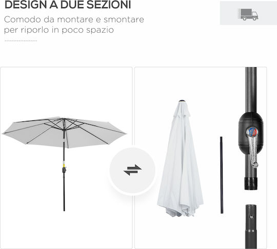 Round Metal White Parasol Φ3xH2.45m