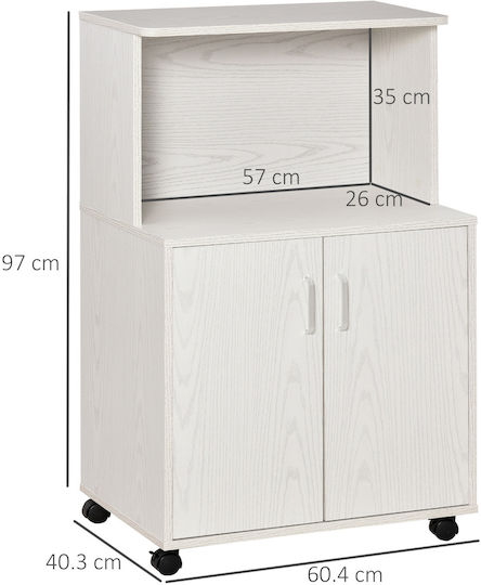 HomCom Raft De Bucătărie Din Lemn Cu 3 Locuri Alb 60.4x40.3x97cm