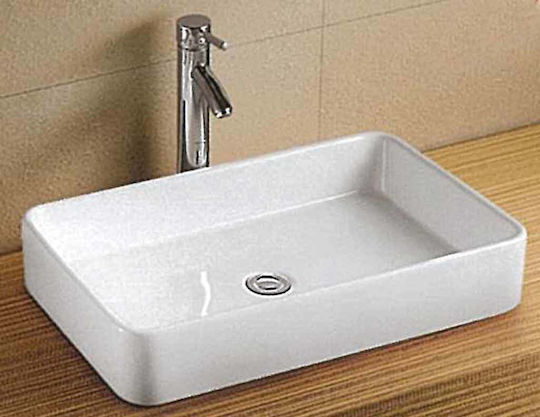 Gloria Plaketa Aufgesetztes Waschbecken Porzellan 61x40.5x11cm Weiß Gloria Plaketa Aufgesetztes Waschbecken Porzellan 61x40.5x11cm Weiß