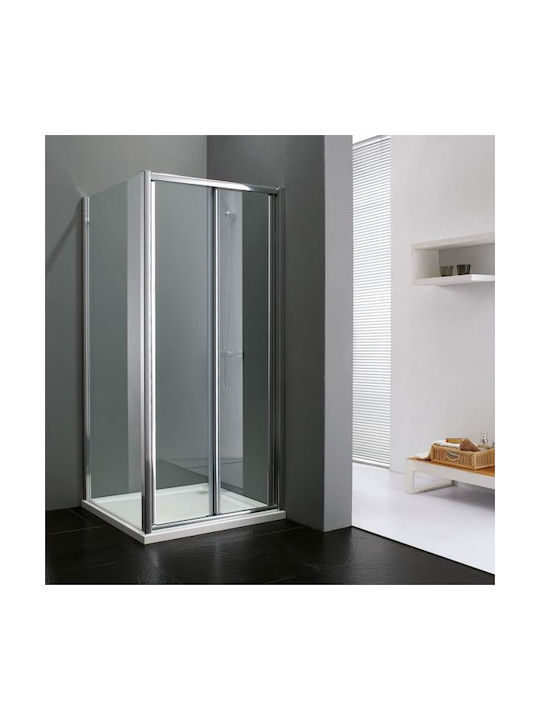 Devon Primus Plus Bi Fold Διαχωριστικό Ντουζιέρας με Πτυσσόμενη Πόρτα 100x185cm Clean Glass Chrome