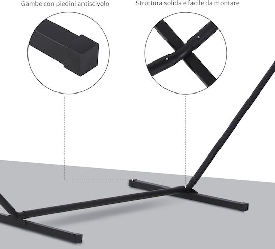 Outsunny Βάση Αιώρας Μεταλλική Μαύρη 360x92x115cm