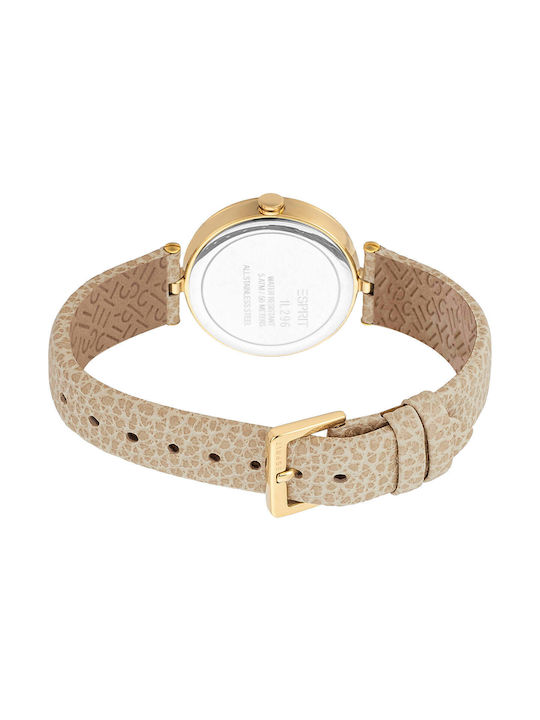 Esprit Watch with Beige Leather Strap