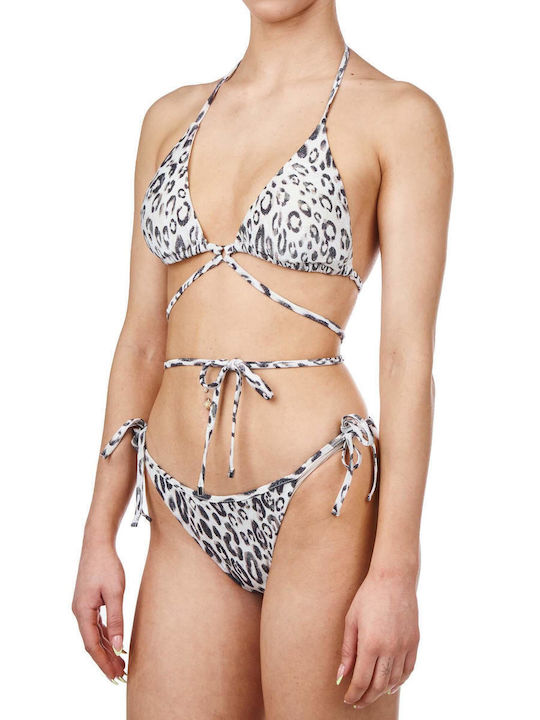 Set Bikini Τριγωνάκι Animal Print Tropical Green Glitter