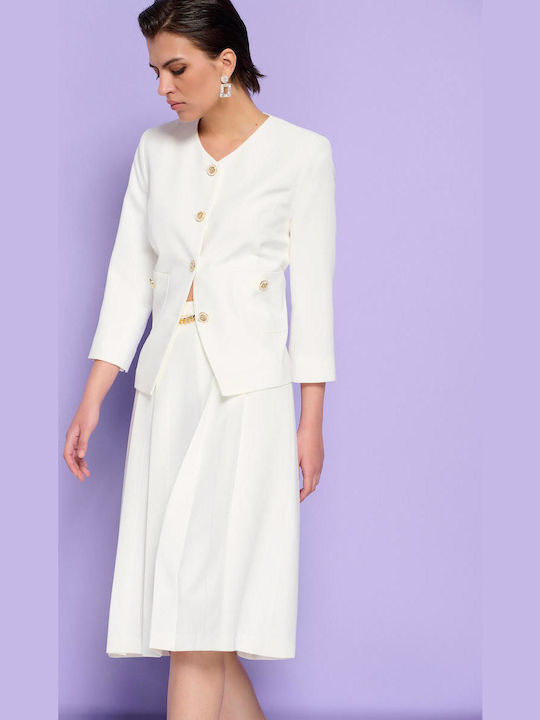 Pleated Midi Skirt White