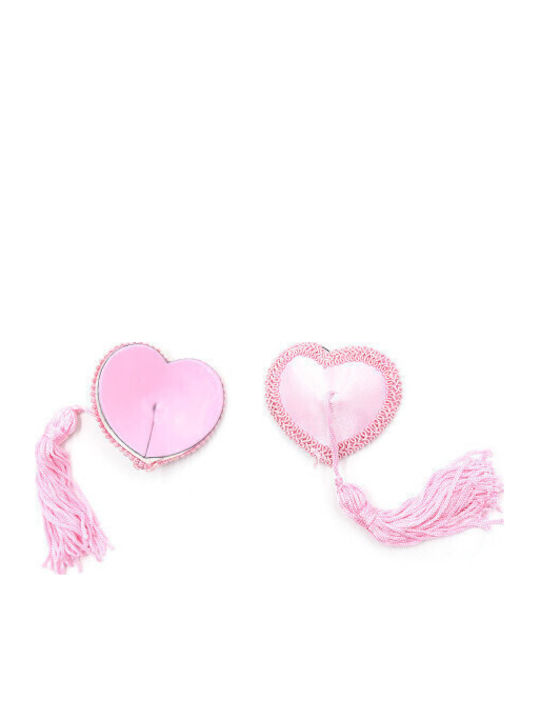 Naughty Toys Heart Nipple Covers Ροζ με Φούντες