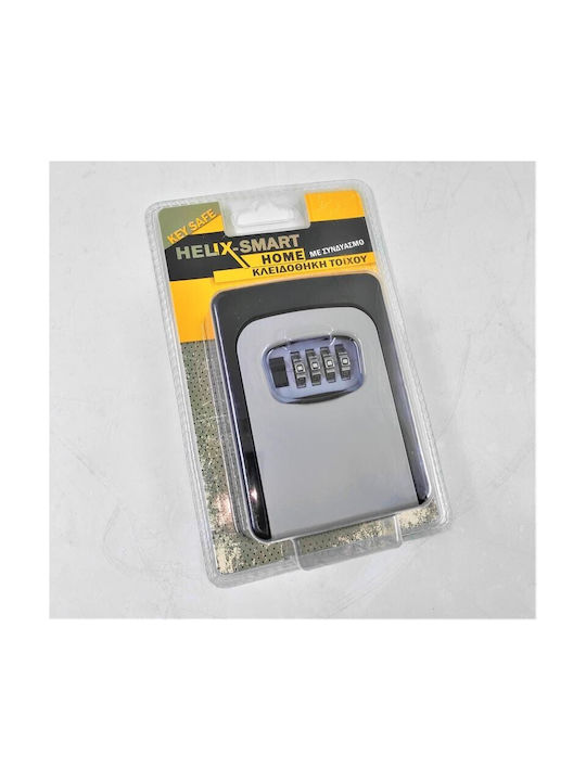 Helix Wall-mounted Combination Key Holder Metallic with Combination Dial 10 Hooks 9x3.5x11.5cm