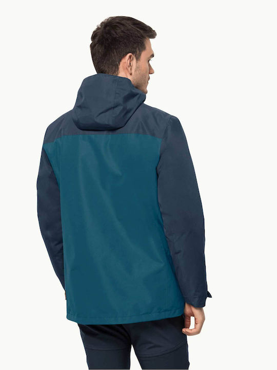 Jack Wolfskin 3 σε 1 Ανδρικό Χειμωνιάτικο Μπουφάν Μπλε