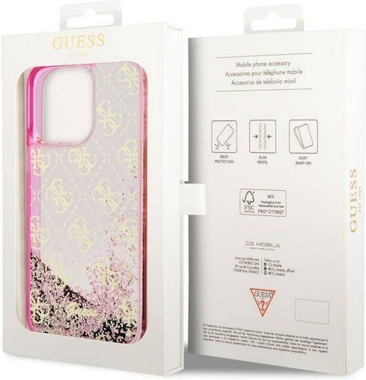 Guess Liquid Glitter Umschlag Rückseite Silikon Rosa (iPhone 14 Pro)