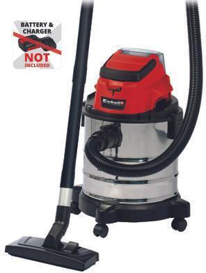 Einhell Tcvc 18/20 Lisolo Rechargeable Vacuum Wet / Dry Without Charger and Battery with Stainless Bin 20lt