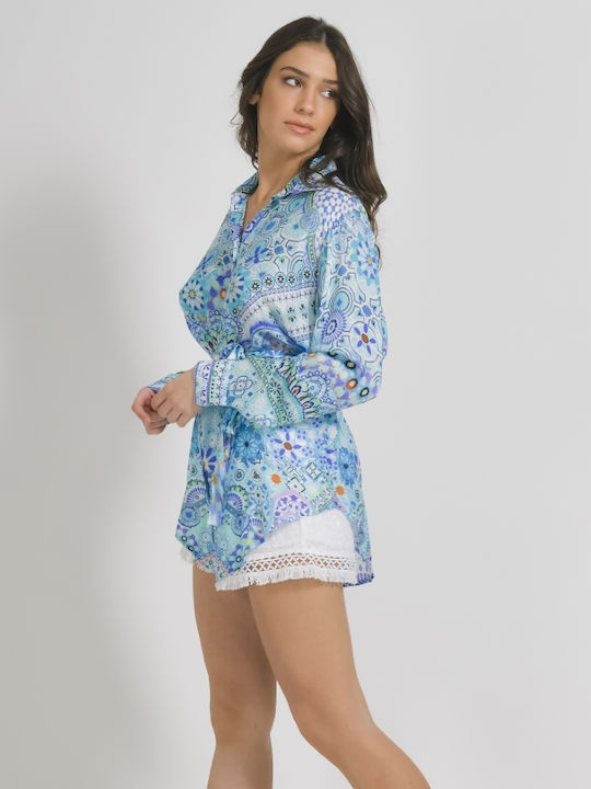 Ble Resort Collection Γυναικείο Καφτάνι Παραλίας Τιρκουάζ