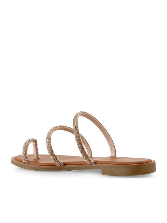 Flache Sandalen Für Damen Rosa Gold