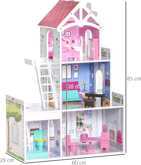 HomCom Wooden Dollhouse