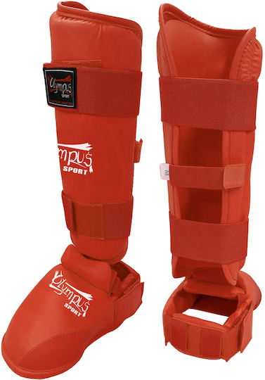 Olympus Sport WKF Style Shin Guards Adults Red