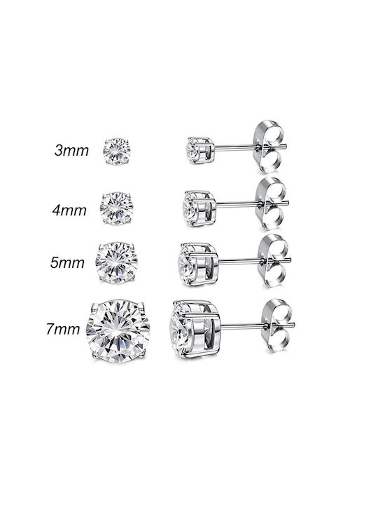 7mm Single Stone Simple Stud Earrings made of Silver 925 Silver Plated