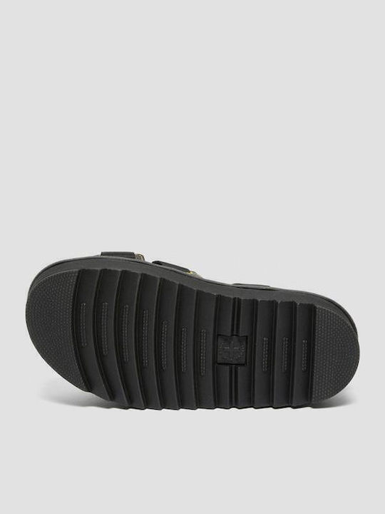 Kimber Webbing Δερμάτινα Γυναικεία Σανδάλια Flatforms Μαύρα