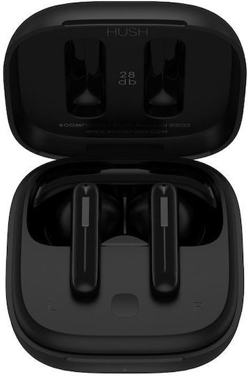 Boompods Bassline Hush In-ear Bluetooth Handsfree Căști cu Rezistență la Transpirație și Carcasă de Încărcare Negru