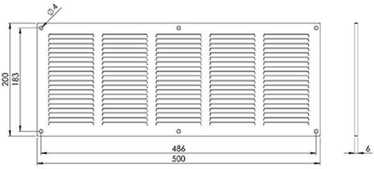Europlast Vent Louver 20x50cm Rectangular With Sieve
