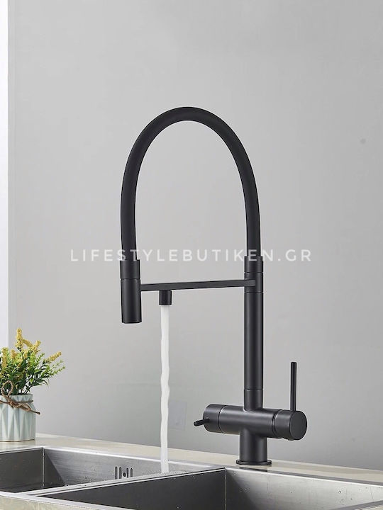 Naron Tall U-Shaped Kitchen Faucet Counter Black Mat