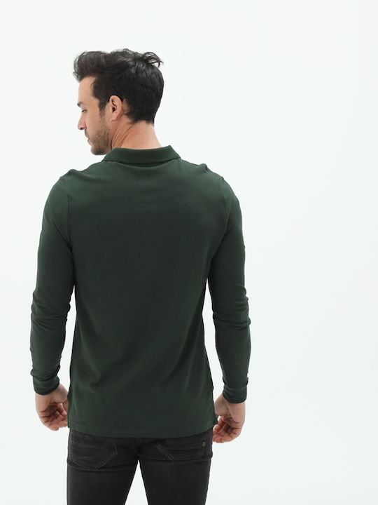 Beverly Hills Polo Club Men's Long Sleeve Blouse Polo Green