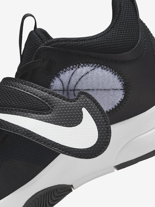 Hustle Hustle D 11 Kids Sports Shoes Basketball with Hoop & Loop Closure Black / White