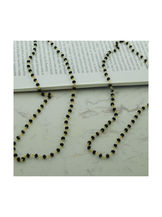 Necklace rosary in silver with black onyx KM253 Color:Gold Chain length:40cm